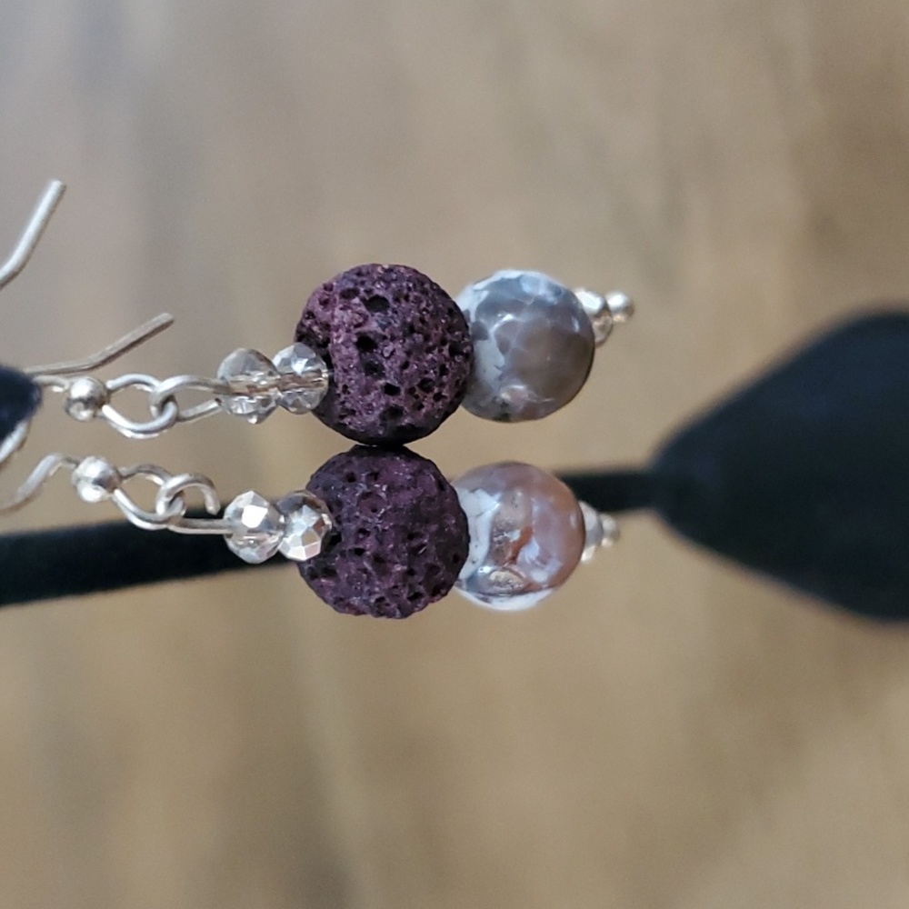 Handmade lava stone earrings